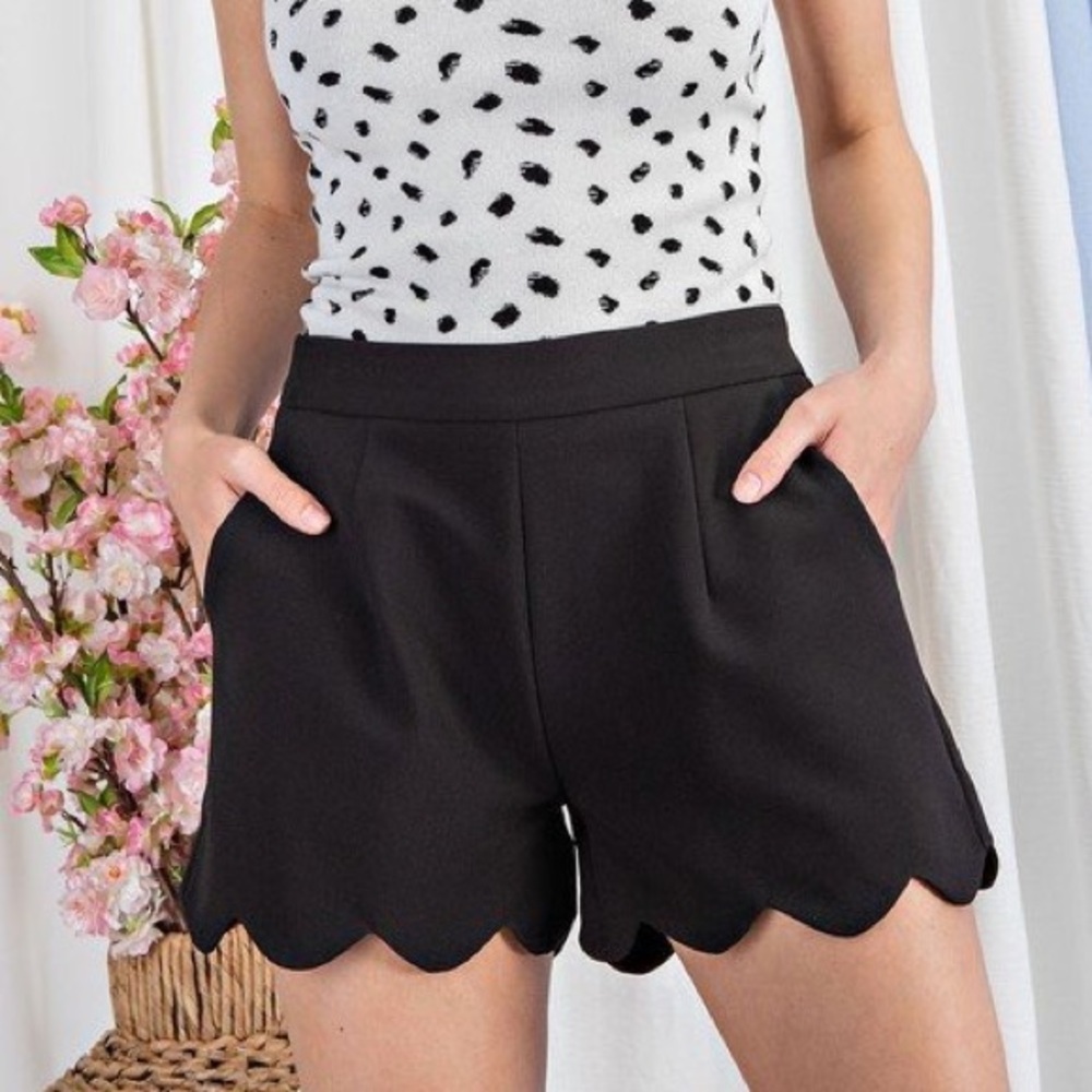 Black Scallop Shorts
